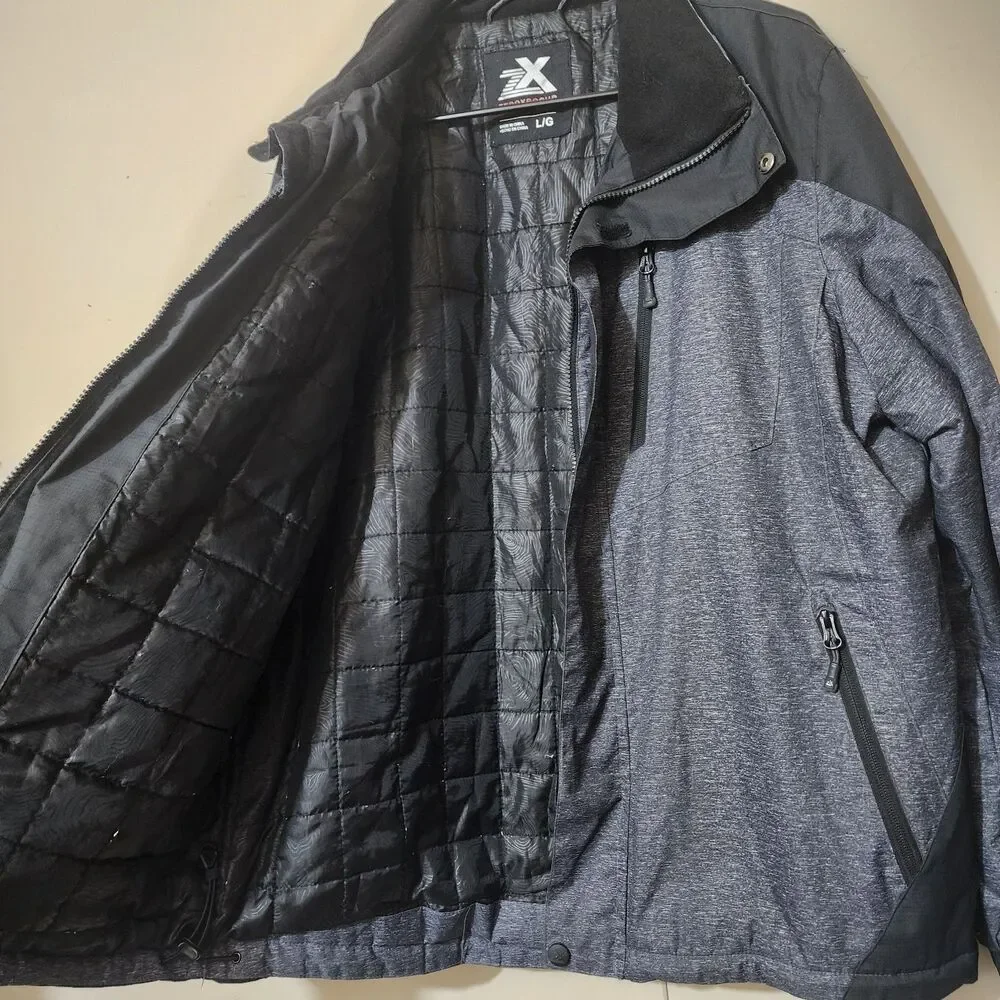 Zero Xposur Mens Large Black Heather Gray Softshell Zip Up Mid Weight Coat